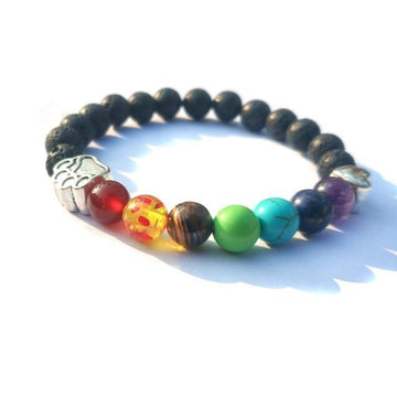 AliExpress Fashion Bracelets Silver-BLK / 19cm Pet Paw Lava Stone 8mm Beaded Bracelets with Rainbow Chakras Aromatherapy Diffuser Bracelets